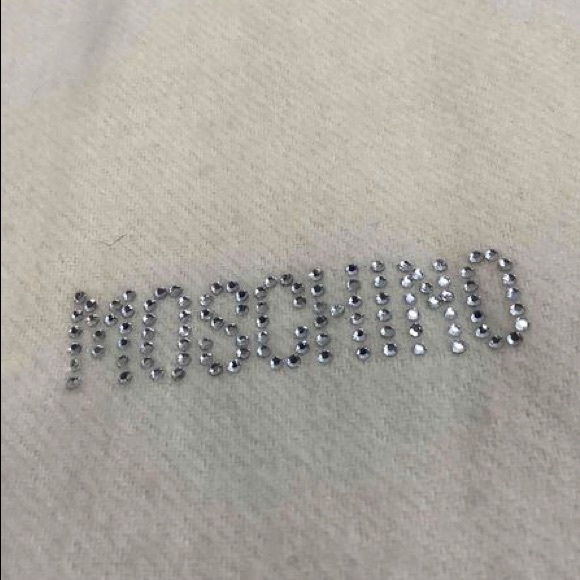 Moschino Wool-blend Bedazzled Ivory Scarf - Picture 2 of 3